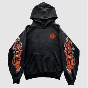 Warren Lotas Women's Black Orange Three Reapers Hoodie Size L